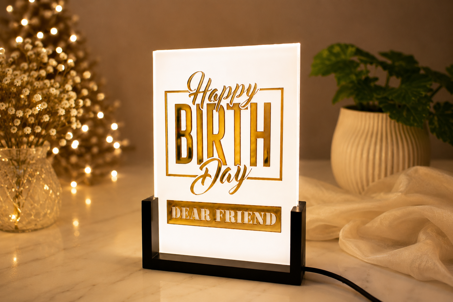 Happy Birthday LED Acrylic Lamp
