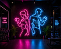 Gym Couple Neon Light Wall Art
