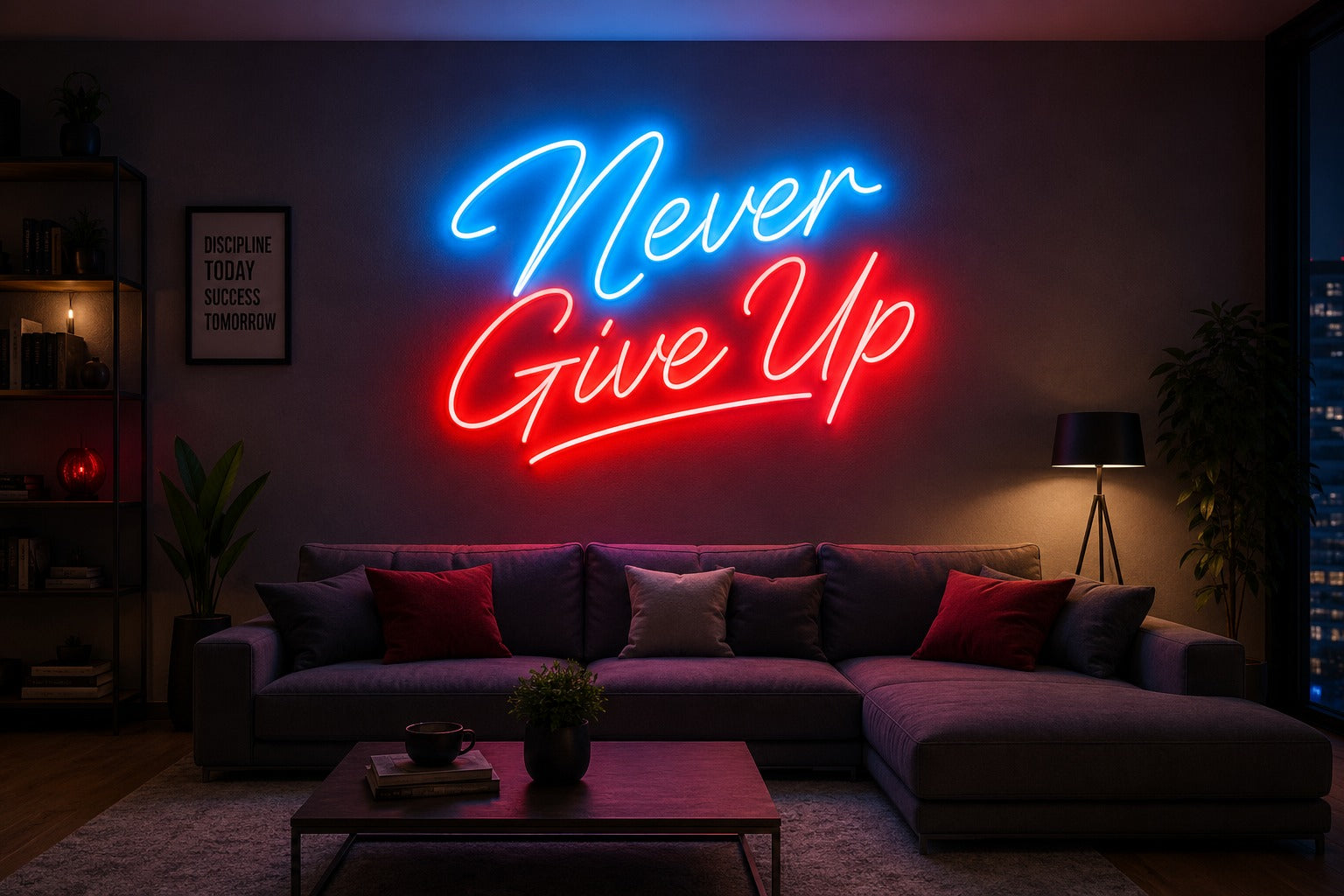 Never Give Up Neon Light